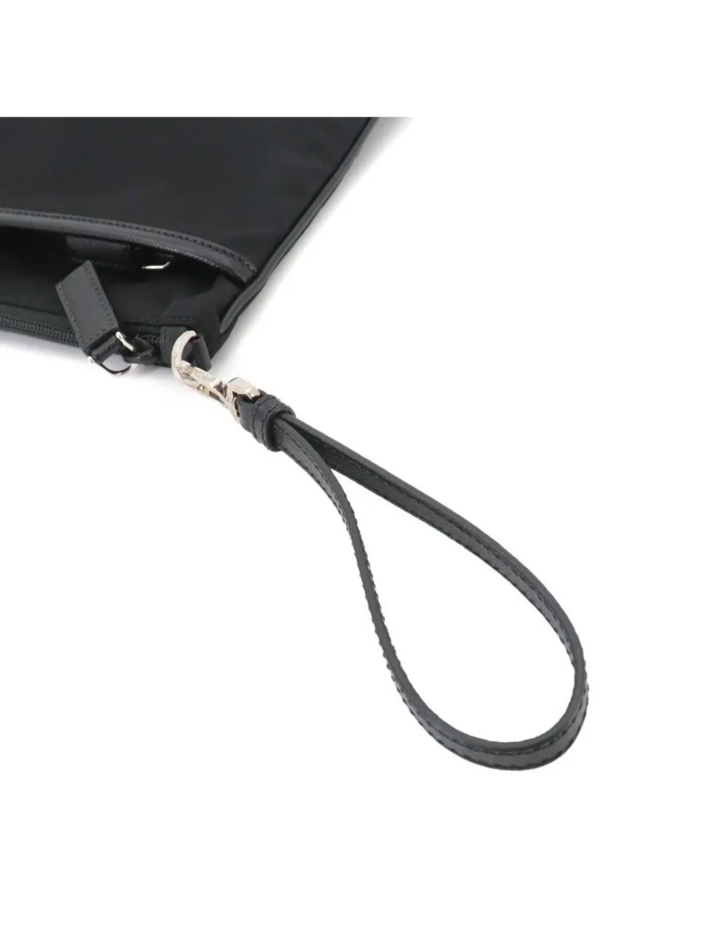 Prada Clutch Nylon Saffiano Leather Black